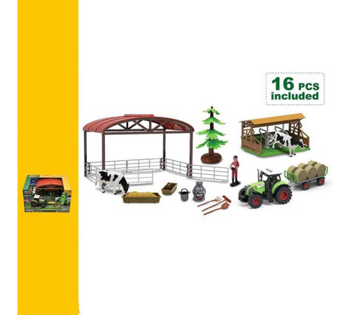 Ферма 550-16 K (9) трактор, звуки, підсвічування, інерція, загін для тварин, фігурки тварин, герой, в коробці – в наличии! Купите сейчас у KAZKOVA