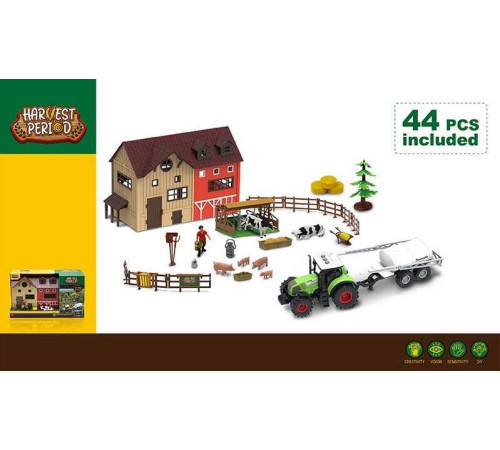 Набір фермера 550-32 K (12) 44 елементи, трактор, підсвічування, звук, інерція, цистерна, стайня, фігурка фермера, фігурки тварин, декорації, в коробці
