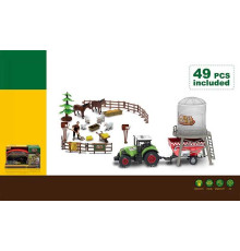 Набір фермера 550-33 K (12) 49 елементів, трактор, підсвічування, звук, інерція, причеп, силосна вежа, стайня, фігурка фермера, фігурки тварин, декорації, в коробці