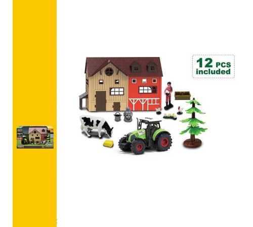 Ферма 550-17 K (12) трактор, звуки, підсвічування, інерція, будинок, фігурки тварин, герой, в коробці – в наличии! Купите сейчас у KAZKOVA