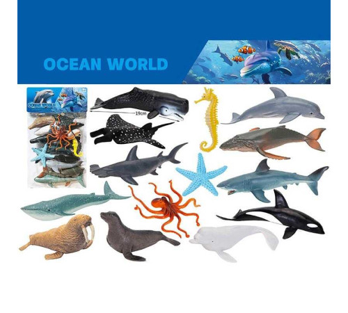 Набір тварин 000-121 F (48/2) "Океан", 14 морських тварин, в пакеті