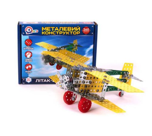 гр Конструктор метал "Літак-біплан" 4791 (10) "ТЕХНОК" 260 деталей, в коробці