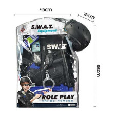 Поліцейський набір S 012 A (12) каска, автомат, пістолет, граната, наручники, рація, всього 12 елементів, у пакеті