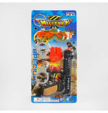 Поліцейський набір 676-4 (168/2) пістолет з тріскачкою, наручники, жетон, окуляри, свисток, на листі