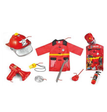 Набір пожежника F 012 (12) на батарейках, звук, підсвітка, пожежний жилет, пожежний вогнегасник, каска, аксесуари, в сумці