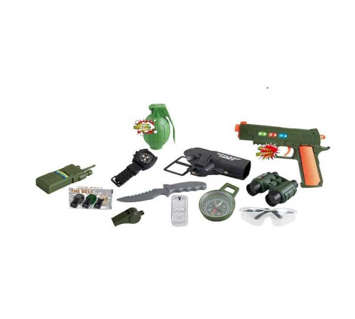Військовий набір CH 222 A2 (48/2) пістолет у кобурі, шолом, окуляри, бінокль, годинник, компас, жетон, граната, ніж, у сітці