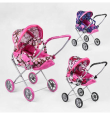 Візок для ляльок 9391 (4) "Melobo", 3 види, алюмінієвий корпус, знімна люлька, в пакеті, ВИДАЄТЬСЯ ТІЛЬКИ МІКС ВИДІВ