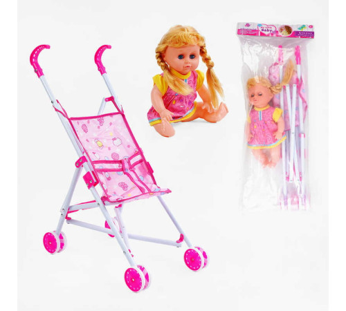Візок з лялькою LA 66-1 (36/2) лялька плаче, сміється, заплющує очі, висота 31 см, в пакеті