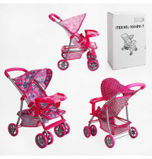 Візок для ляльок 9304 BW-T (4) літня, 3 види, діаметр коліс 10 см, в коробці, ВИДАЄТЬСЯ ТІЛЬКИ МІКС ВИДІВ