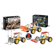Конструктор 6607 (72/2) металевий, спецтехніка, 3 варіанти машинки, 122 елементи, в коробці