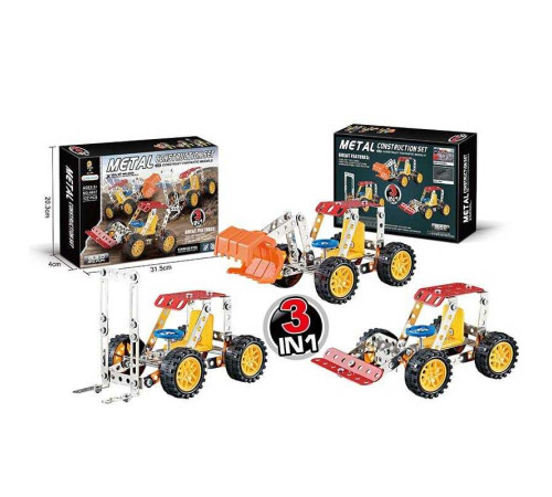 Конструктор 6607 (72/2) металевий, спецтехніка, 3 варіанти машинки, 122 елементи, в коробці – в наличии! Купите сейчас у KAZKOVA