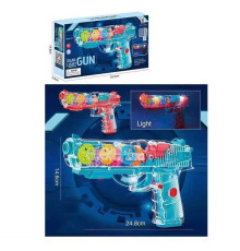 Пістолет YJ-Q 001 (96/2) 2 кольори, світло, звук, прозорий корпус, рухливі шестерні, на батарейках, в коробці